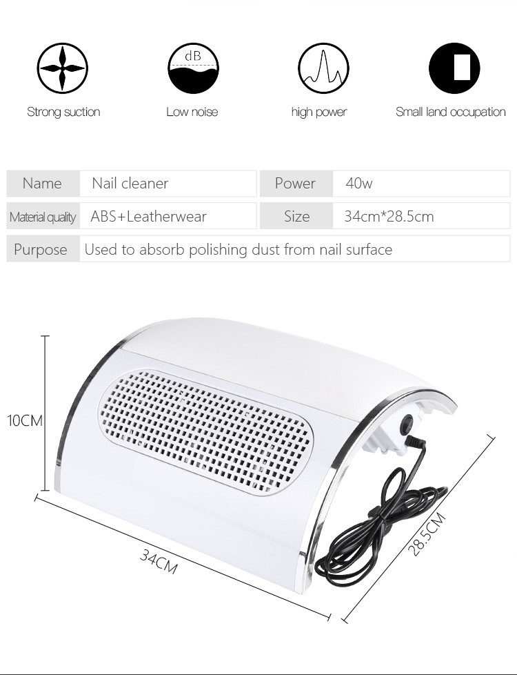 size of nail dust collector vacuum